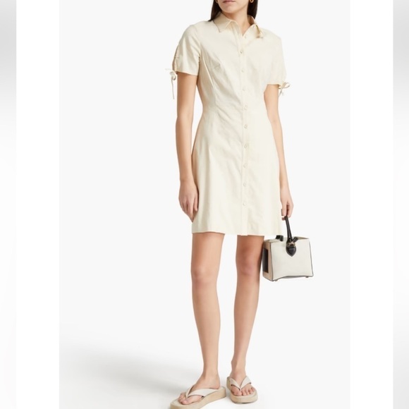 THEORY | Tied-Sleeve Button-Down Dress in white Linen blend White Size  6 - Picture 2 of 13